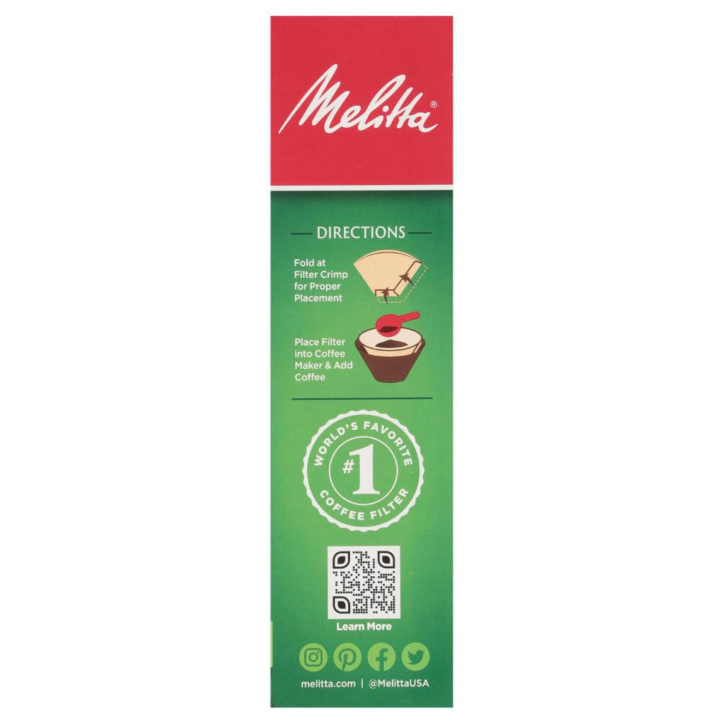 Melitta #4 Unbleached Coffee Filters, Natural Brown Cone Filters, 6-Pack