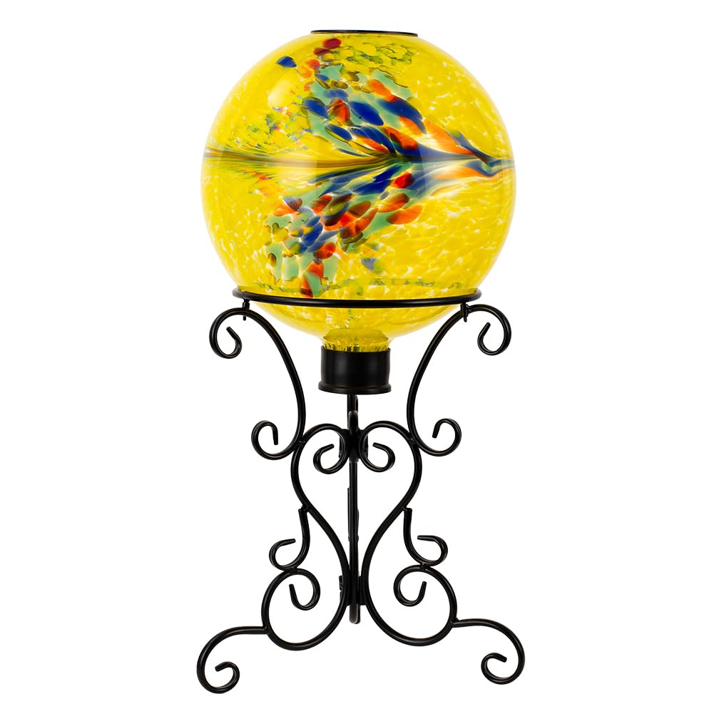 YELENEW 12" Black Metal Gazing Ball Stand for 10-12 Inch Glass Gazing Ball
