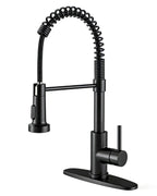 OWOFAN Black Kitchen Faucet with Pull Down Sprayer Stainless Steel Commercial Single Handle Classic Spring Pull Out Kitchen Sink Faucet for Pot Filler Farmhouse Camper Bar Laundry Room 866080R