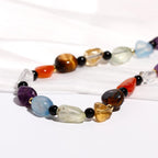 Jewever 7 Chakra Crystals and Stones Anklet Irregular Tumbled Gems Beaded Ankle Bracelets for Women Spiritual Energy Meditation Yoga Healing Jewelry Mom's Gifts (Tumbled Stone)