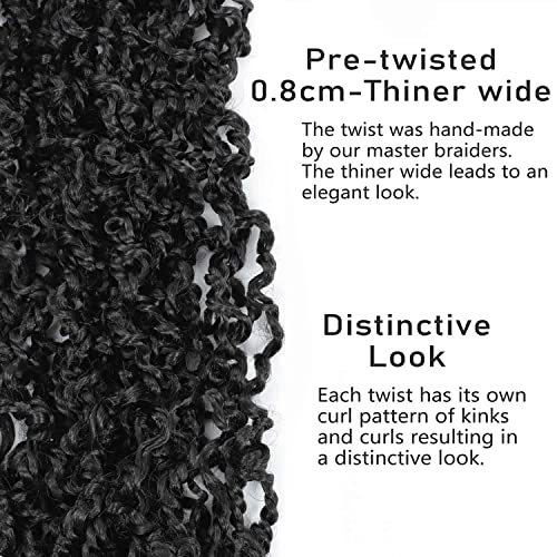 Boho Majesty Twist Crochet Hair 26" - 8 Packs Black Pre Twisted Micro Passion Twist Crochet Hair Curly Senegalese Dreadlocks Extensions Pre-looped Soft Locs Braids for Women Synthetic