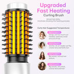 Cordless Curling Iron Brush, 2024 New Portable Travel Curling Iron Mini Brush for Women, 7000Mah USB Rechargeable Curling Wand Brush with Negative Ion, White