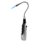 Butane Lighter Torch Long Jet Flame Windproof Lighter with Visual Fuel Window for Fireplace Kitchen Grill BBQ Camping, Black (No Butane Included)