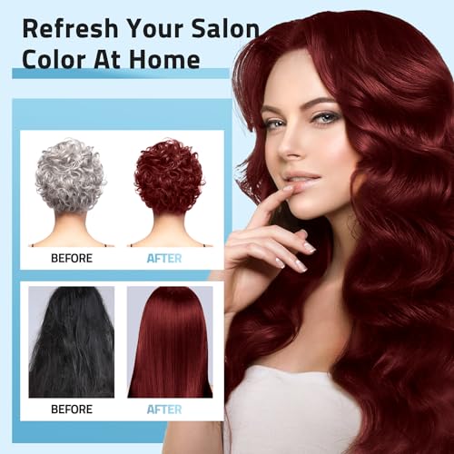 Dark Wine Red Hair Dye Shampoo 3 in 1 for Women & Men, Hair Color Shampoo Refresh Hair Only 20 Mins - Natural Plant - Champu Para Pintar el Pelo