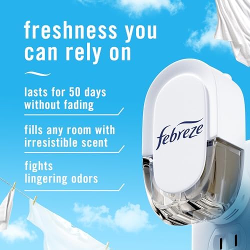 Febreze Plug In Air Freshener, Odor-Fighting Scented Oil Refill, Moring Spring Showers, 2 Refill