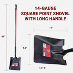 Bully Tools 14-Gauge Square Point Gardening Shovel, 60" Fiberglass Handle