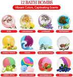 12 Bath Bombs for Women Gift Set – 3 Oz Handmade Large Bath Bombs Perfect for Bubble Spa Relaxing Her/Him, Wife – Organic Bath Bombs Fizzies with Moisturizing Shea Butter, Valentines Day Gift