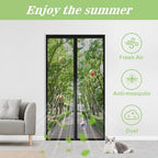 Magnetic Screen Door Closure Fit Door Size 34 x 82 Inch, BSHANO Mesh Door Curtain Screen Size 36" x 83" - 36 Stronger Magnets,Heavy Duty,Hands Free Mesh Partition Keeps Bugs Out- Pet and Kid Friendly