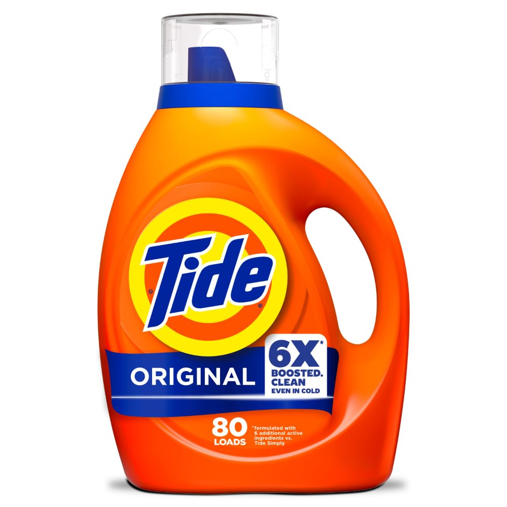 Tide Laundry Detergent Liquid, Original Scent, 80 Loads, 100 FL OZ, Works on 100% of Common Stains, Laundry Soap, Liquid Laundry Detergent