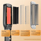 Hair Straightener Brush, Negative Ion Flat Iron & Straightening Comb 2 in 1 with Convenient Comb, Fast Heating, Anti-Scalding, 30s Fast Heating, 5 Temp Settings 284℉ - 392℉ (Gray)