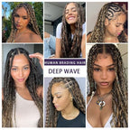 Human Braiding Hair 2 Bundles Total 100g 18 Inch Deep Wave P4/27 Brazilian Virgin Human Hair Weft for Boho Braids