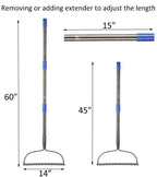 Garden Rake, 5 FT Metal Rake for Lawns Level Head Rakes with Stainless Steel Handle for Loosening Soil
