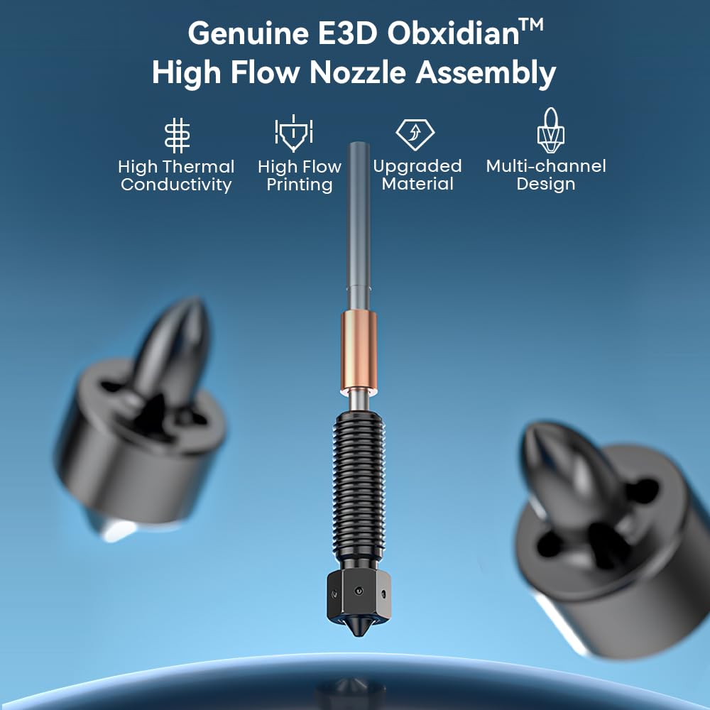 Creality K1C 0.4mm E3D Obxidian High Flow Nozzle - Hardened Steel With Multi-channel Design for K1 Max/K1/Ender 3 V3/Plus/SE/KE 3D Printers - 600mm/s High-speed