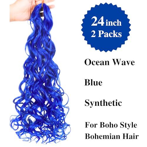 Blue Curly Braiding Hair Crochet Braids for Black Women Ocean Wave Braids Hair Extensions for Boho Braids Hypoallergenic Itch Free
