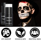 Black and White Face Paint Halloween Makeup Kit Professional, White Foundation Makeup Eye Black Stick, Black White Face Makeup for Halloween Zombie Clown Vampire Skeleton Skull Joker Makeup