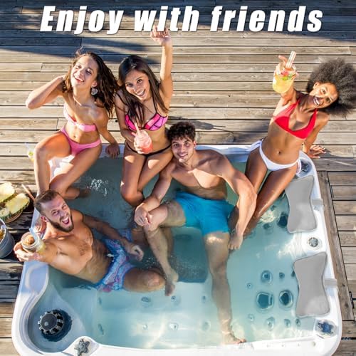 2 Pcs Hot Tub Pillows for Bathtub Universal Spa Pillow Headrest for Outdoor Hot Tub Universal Head and Neck Support Cushion Spa Chaise Lounge Pillow Enhanced Comfort and Elevated Headrest, with Hook