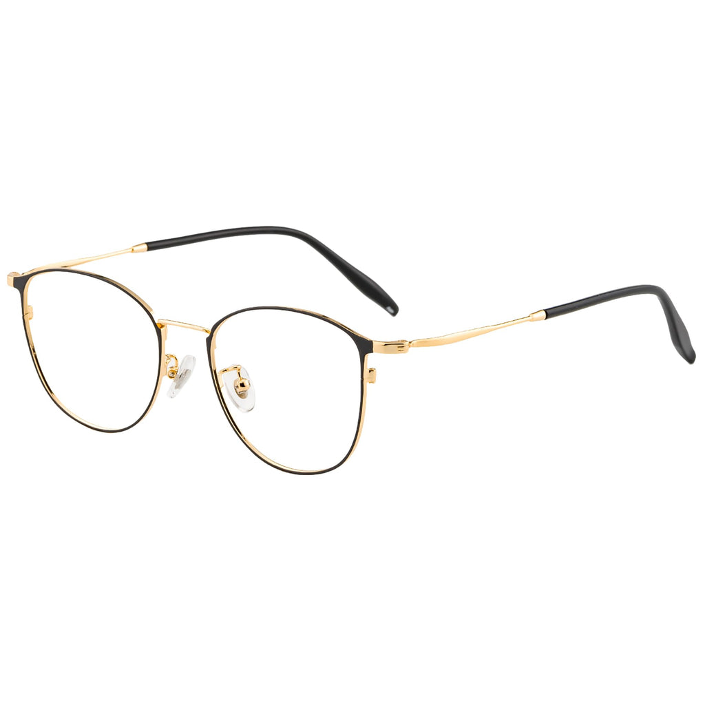 GUDVUE Blue Light Glasses, Computer/Gaming/TV/Phones Glasses for Women/men, Anti Glare/UV400/Eye Strain, Oval Black/Golden