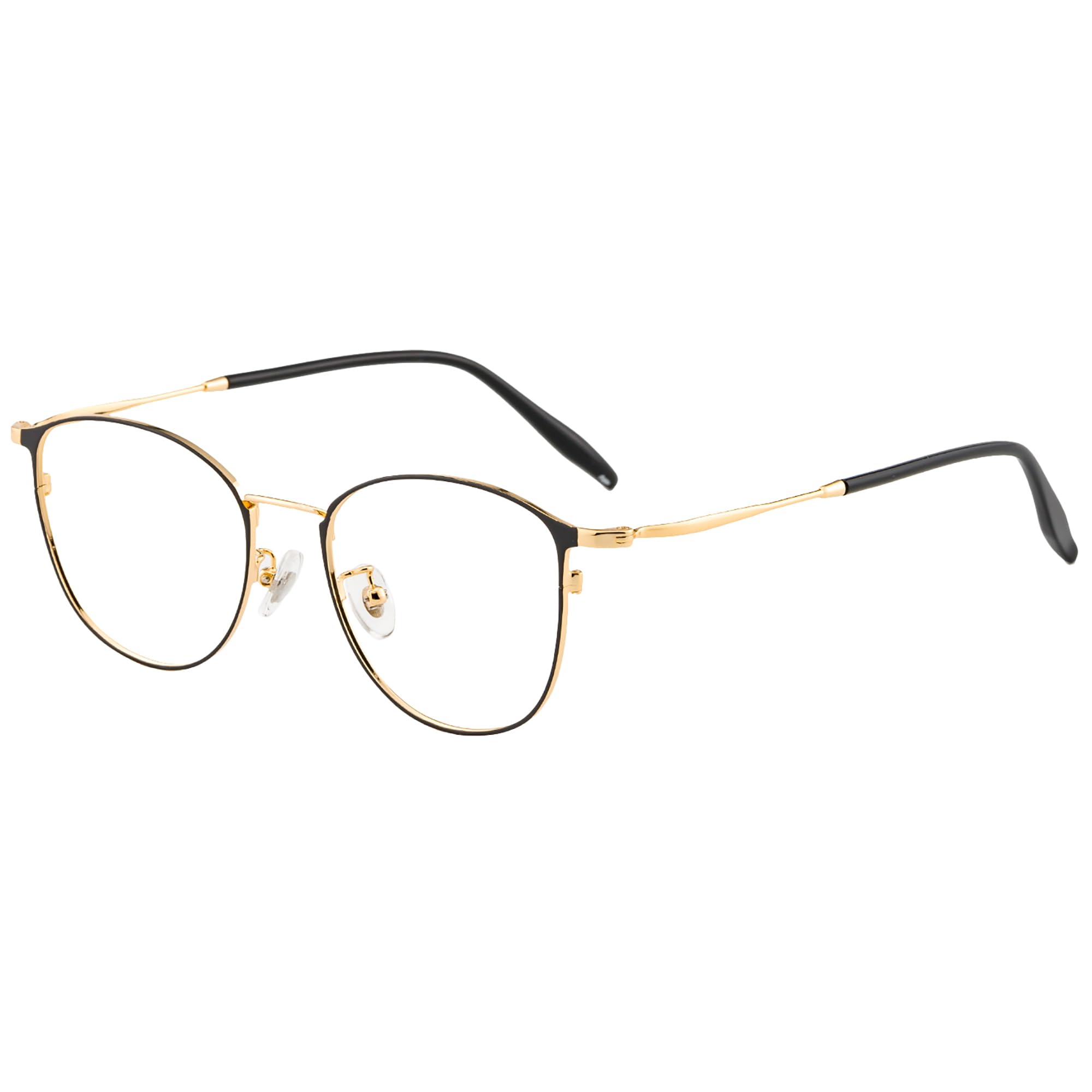 GUDVUE Blue Light Glasses, Computer/Gaming/TV/Phones Glasses for Women/men, Anti Glare/UV400/Eye Strain, Oval Black/Golden