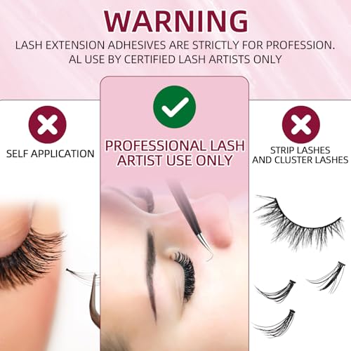 Lash Extension Glue 5ml, Eyelash Extension Glue, 2-3s Drying Time, Retention up to 7-8 Weeks, Power Extreme Waterproof for Professional Use Only