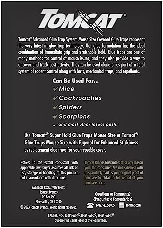 Tomcat Advanced Glue Trap System Mouse Size Covered Glue Traps with 2 Reusable Covers and 4 Disposable Glue Traps