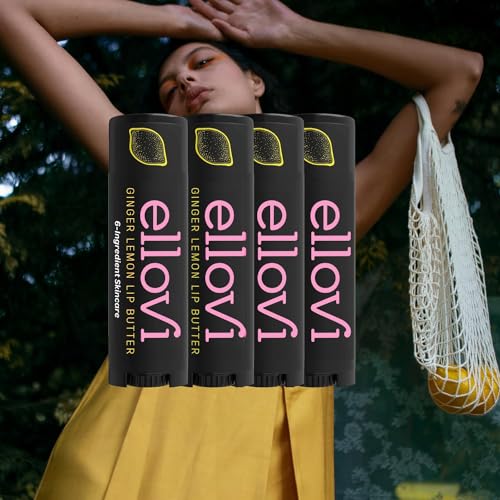 Natural Lip Butter Lip Balm - Ginger Lemon - Pure Enough to Eat - Made With Just 6 Vegan Ingredients - 100% Natural & Organic Moisturizing Lip Care for All Day Hydration (4-Pack)