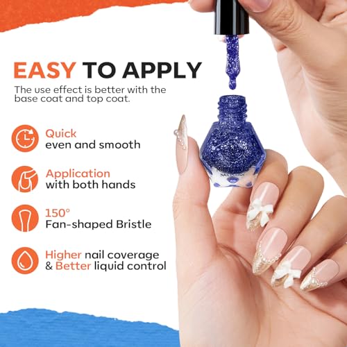 modelones Nail Polish Set, 12 Colors Summer Pink Red Blue Orange Quick Dry Mini Starter Kit, Long Lasting Art DIY Manicure Set at Home for Women Girls