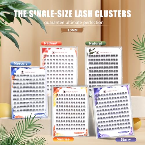 Upgraded,10mm Lash Clusters Wispy D Curl with No Plastic Feel,Natural Cluster Eyelash Extensions,Ultra-Soft Individual Lashes with Thin Band,long-lasting and New Comfort -Sunrise Style[Ehszm Beauty]