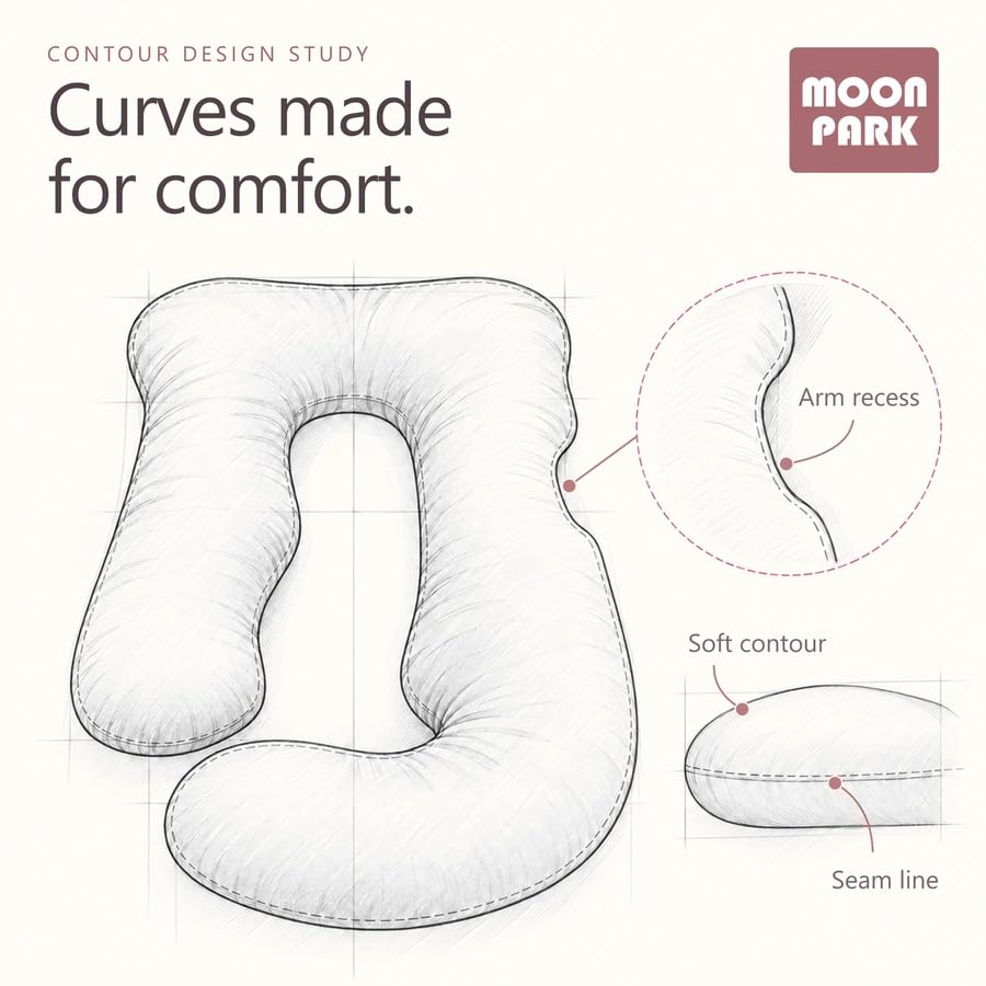 MOON PARK Pregnancy Pillows for Sleeping - 57 Inch U Shaped Full Body Maternity Pillow with Removable Cover - Support for Back, Legs, Belly, Hips - Pregnancy Pillow for Women - Grey