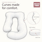 MOON PARK Pregnancy Pillows for Sleeping - 57 Inch U Shaped Full Body Maternity Pillow with Removable Cover - Support for Back, Legs, Belly, Hips - Pregnancy Pillow for Women - Grey