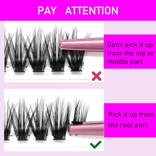 DIY Lash Extension Kit Individual Lashes Cluster D Curl Eyelash Extension Kit Lash Clusters with Lash Bond and Seal and Lash Applicator Tool for Self Application at Home (30D&40D 9-16mm Mix)
