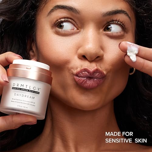 DRMTLGY Day Dream Sunscreen & Face Moisturizer SPF 40 – Water & Sweat-Resistant Sunscreen for Sensitive Skin – UVA/UVB Protection, Skin Care & Makeup Friendly – FSA HSA Eligible