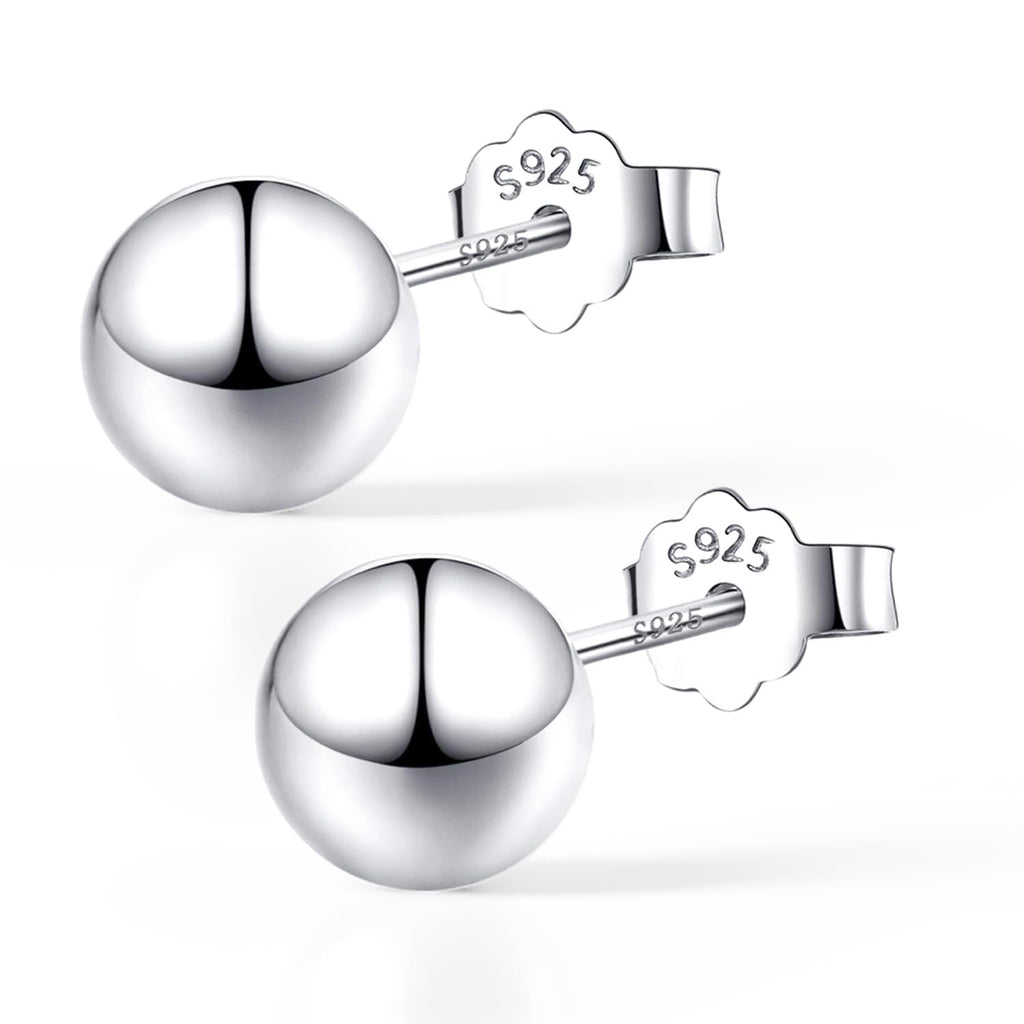 EVERU 3-10mm 925 Sterling Silver Classic Round Ball Stud Earring(10mm)