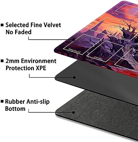 Playmat for MTG, with Free Storage Bags,Game Mat 24 x 14 inches, TCG and Board Game Mat for Cards,Mousepad Desk Mats (with Zones,Magic Mat 11)