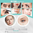 B Beauty Planet Magnifying Mirror with Light 20X/1X,Double Sided Tabletop Mirror with Adjustable Folding Handle,Cosmetic Mirror for Makeup/Travel, Tweezing, and Blackhead/Blemish Removal.