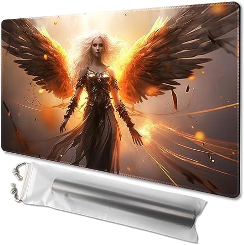 MTG Playmat Size 24x14in Free Storage Bags Non-Slip Backing, Ideal for Card Game Enthusiasts TCG Playmat (Blaze Angel-No Deck)