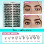 Lash Clusters Kit 280pcs DIY Lashes Extension Kit 40D D Curl Individual Natural Eyelash Cluster with Lash Bond and Seal,Lash Glue Remover and Lash Tweezers for Eyelash Extensions Kit(9-18mm,D-MIX)