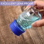 Patelai 4 Pieces Glass Round Media Storage Glass Bottles Borosilicate Media Bottles with GL45 Blue Screw Cap for Lab Water Reagent Liquids(100 ml)