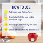 TERRO Fruit Fly Traps for Indoors (4 Pack) + 180 Days of Lure Supply