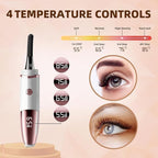 Heated Eyelash Curlers - Fast Heat up Within 10s - 24 Hours Long Lasting - Rechargeable Electric Eyelash Curler with Type-C, with 4 Heating Modes Anti-Burn Mini Lash Curler with LED Display-White-05