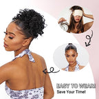 Lommel Messy Bun Hair Piece Short Curly Ponytail Extension Elastic Drawstring Loose Wave Curly Hair Buns Hair Piece Synthetic Hair Extensions Hair Bun for Women Daily Use(Black to Auburn Brown)