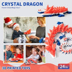 Large 3D Printed Dragon,24 Inch 3D Dragon Toys,Bigger Fidget Crystal Animals Toys, 3D Printed Articulated Animals for Home Office Car Desk Decor (Red White Blue, 24 inch)