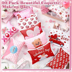 Kacctyen 20 Pack Valentine's Day Gift Makeup Bags for Women Bulk Pink Red Conversation Heart Makeup Bags 10 Style Galentines Favors Zipper Pouch Valentine Gifts for Coworkers Girlfriend Friends Wife