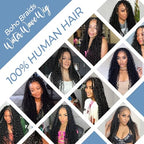 Human Braiding Hair 110g 14Inch Water Wave Bulk Boho Hair for Braiding Wet and Wavy Human Hair for Boho Braids Curly 100% Human Hair Extensions for Braiding Hair (1B, 14inch)