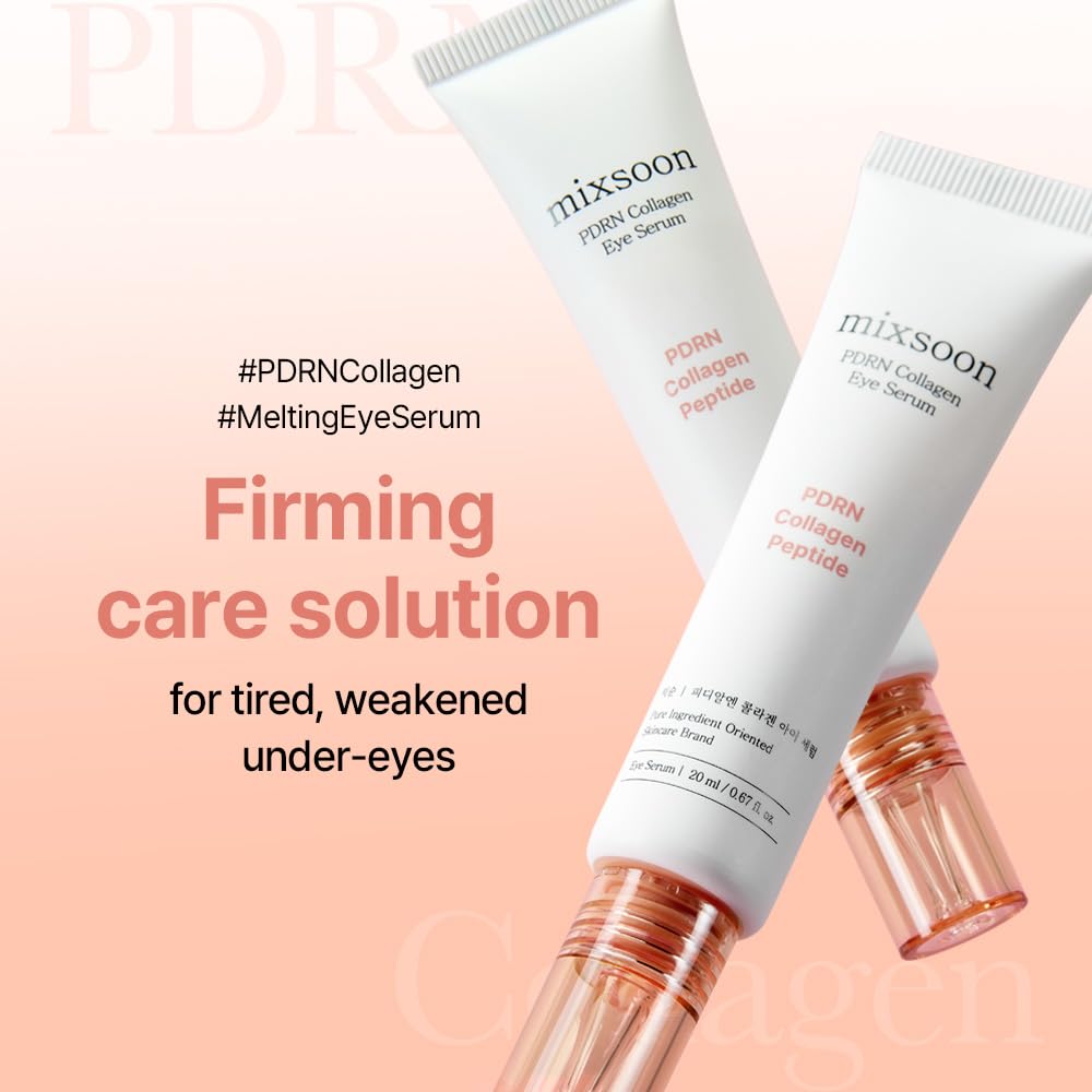 mixsoon PDRN Collagen Eye Serum - Revived Under Eye Serum with Gentle, Smooth Formula for Sensitive Under Eye Skin 20ml / 0.68 fl.oz. Korean Glass Skin Care
