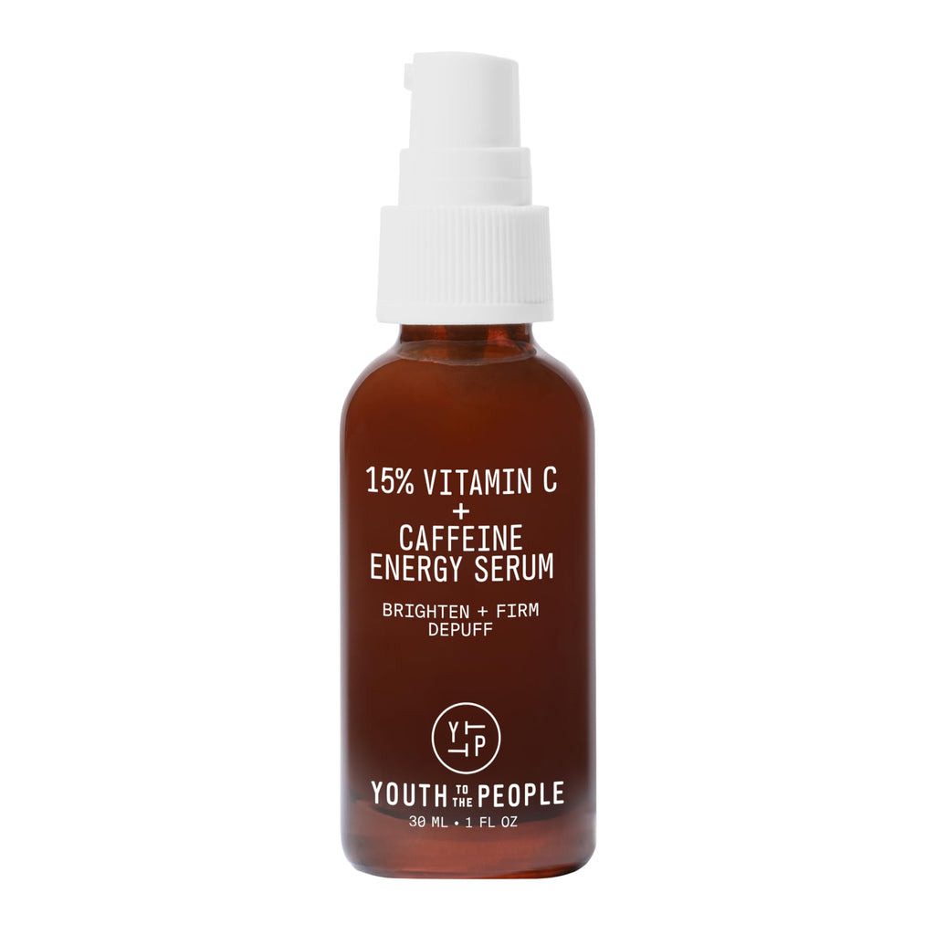 Youth To The People 15% Vitamin C + Clean Caffeine Energy Serum - Visibly Reduce Morning Puffiness - Hydrating Vitamin C Face Serum with Antioxidant Blend - Hydrating - Vegan Skincare (1 oz)