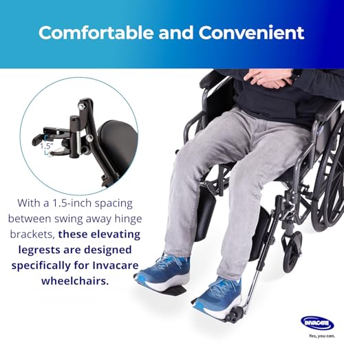 Invacare Wheelchair Elevating Legrest with Padded Calf Support, Footrest with Swing Away Function, Adjustable Length and Aluminum Footplate, Tool-Free Installation, Designed for Invacare Wheelchair