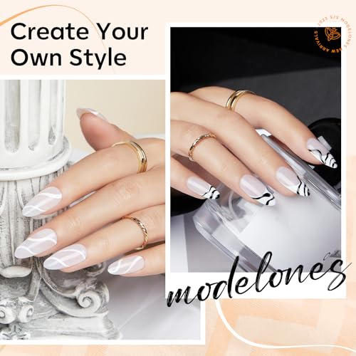 modelones Nail Art Brushes, Super Fine Thin Liner Nail Brush Set Sizes 7/11/15/20mm for Nail Gel Polish Painting Designs with Acrylic Rhinestone Handle Gift For Women
