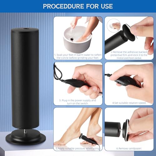 Electric Foot Filer-Electric Foot Callus Remover, Callus Remover for Feet, Dermave Electric Foot Callus Remover, 60pcs Snding Discs Dead Cracked Skin Calluses for Men/Women (Black)