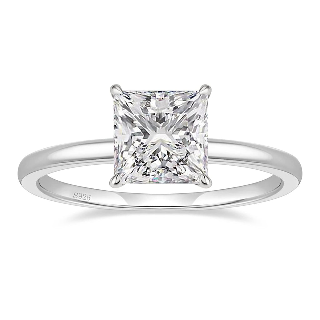 EAMTI 2CT 925 Sterling Silver Engagement Rings Princess Cut Cubic Zirconia CZ Wedding Promise Rings for Her Stunning Wedding Bands for Women Size 6