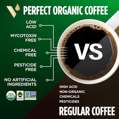 VitaCup Perfect Low Acid Coffee Pods, USDA Organic & Fair Trade, Mycotoxin Free, Dark Roast Guatemala Single Origin, Clean & Pure Recyclable Single Serve Pod compatible w/Keurig K-Cup Brewers,16 CT